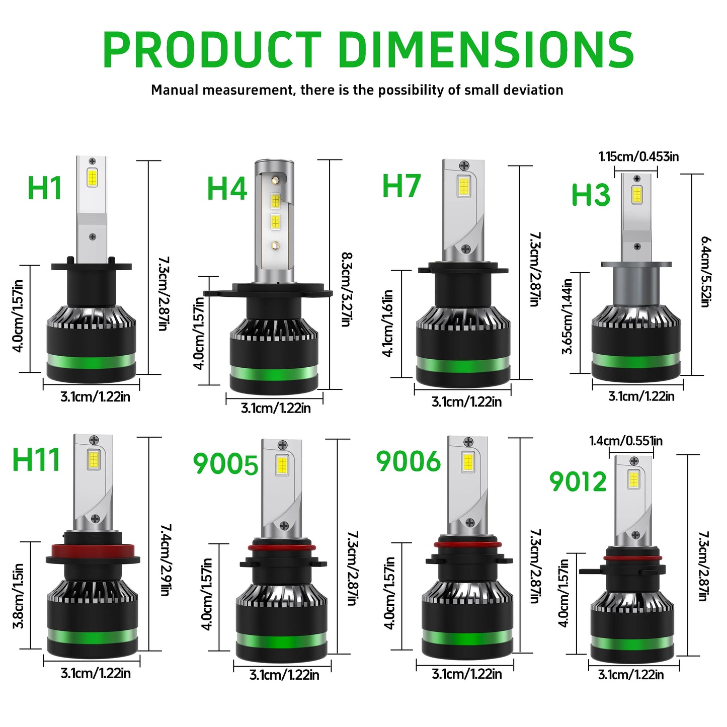 Heyword Super Bright LED Headlights 6000K H4 H7 Dual Beam