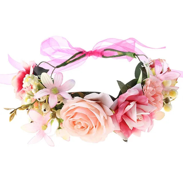 Elegant Bohemian Pearl Floral Headband for Romantic Beach Weddings