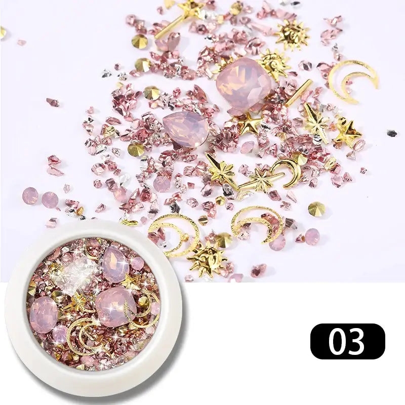 Resin Filling Metal Rivet Moon Stars Nail Art Decorations Mixed Beach Ocean Style Jewelry DIY Charms NYFB-3