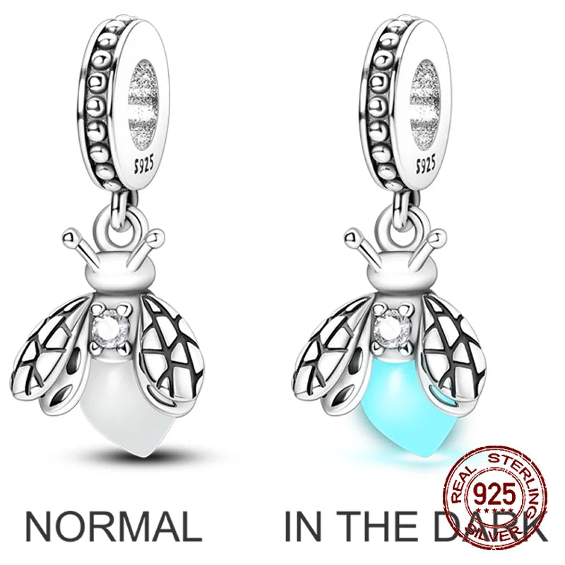Inlaid Zircon Heart Charm Beads 925 Sterling Silver Dangle for Bracelets SMC1438