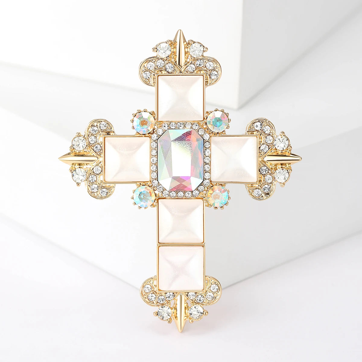 Rhinestone Cross Brooches for Women Stylish Floral Pins Perfect for Parties and Gifts