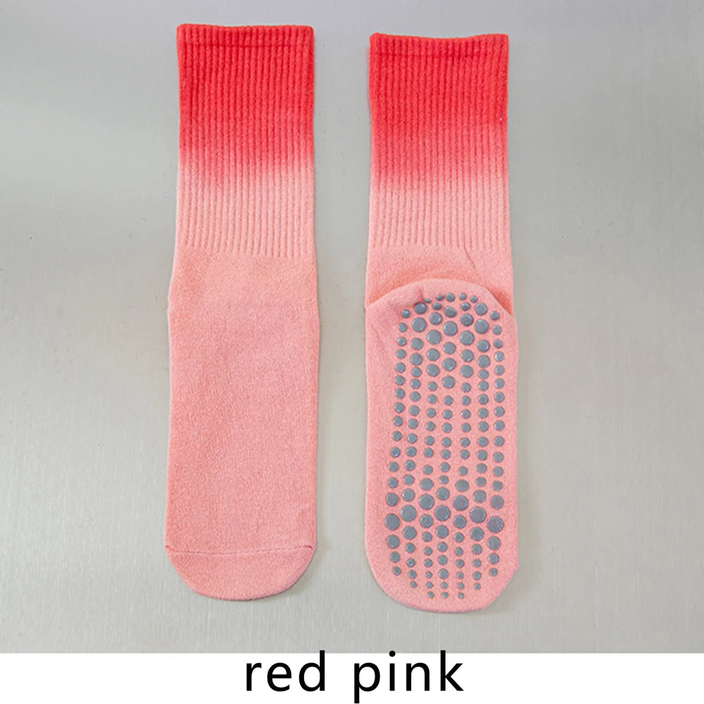 Colorful Women Cotton Mid Tube Non Slip Yoga Pilates Socks