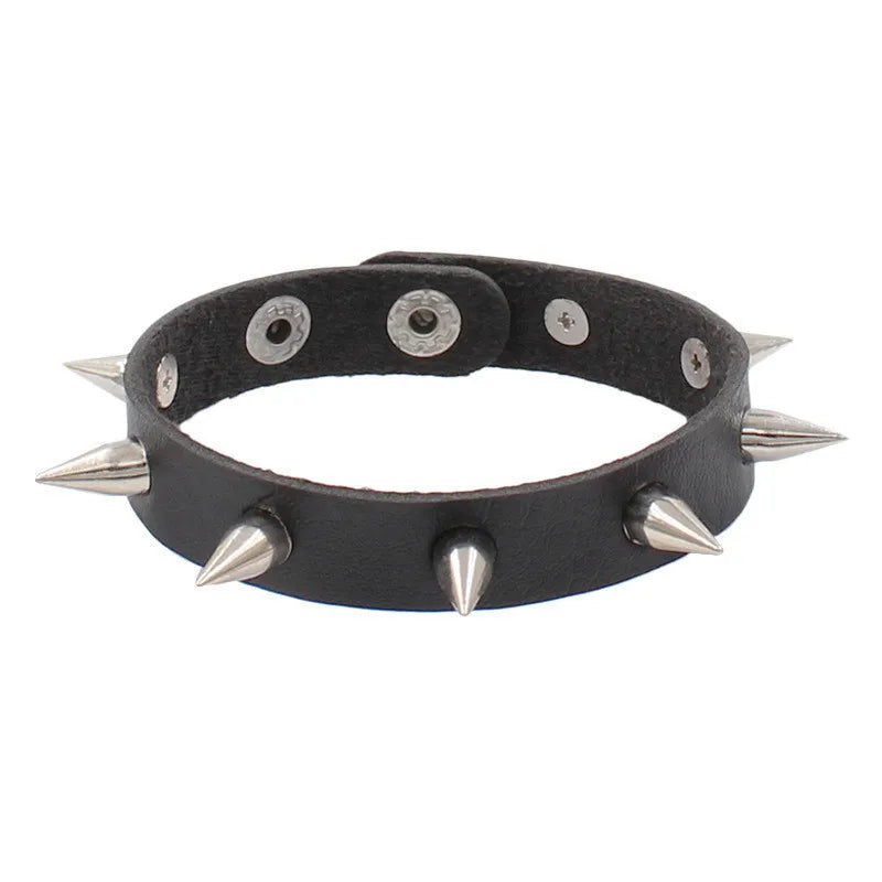 Gothic Punk Cat Heart Leather Bracelet For Women And Men