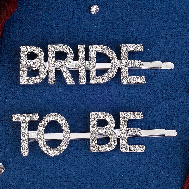 Silver Bride To Be Rhinestone Hair Clips Set - Elegant Barrettes and Hairpins for Stunning Bridal Styles