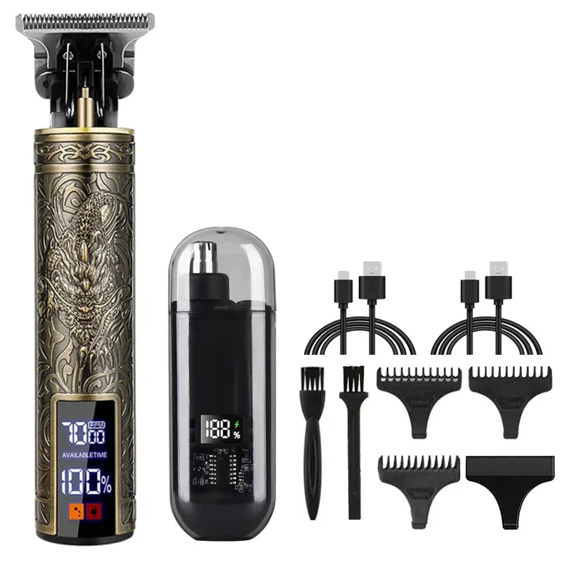Vintage T9 Precision Hair Clipper with USB Charging and Portable Shaving Function