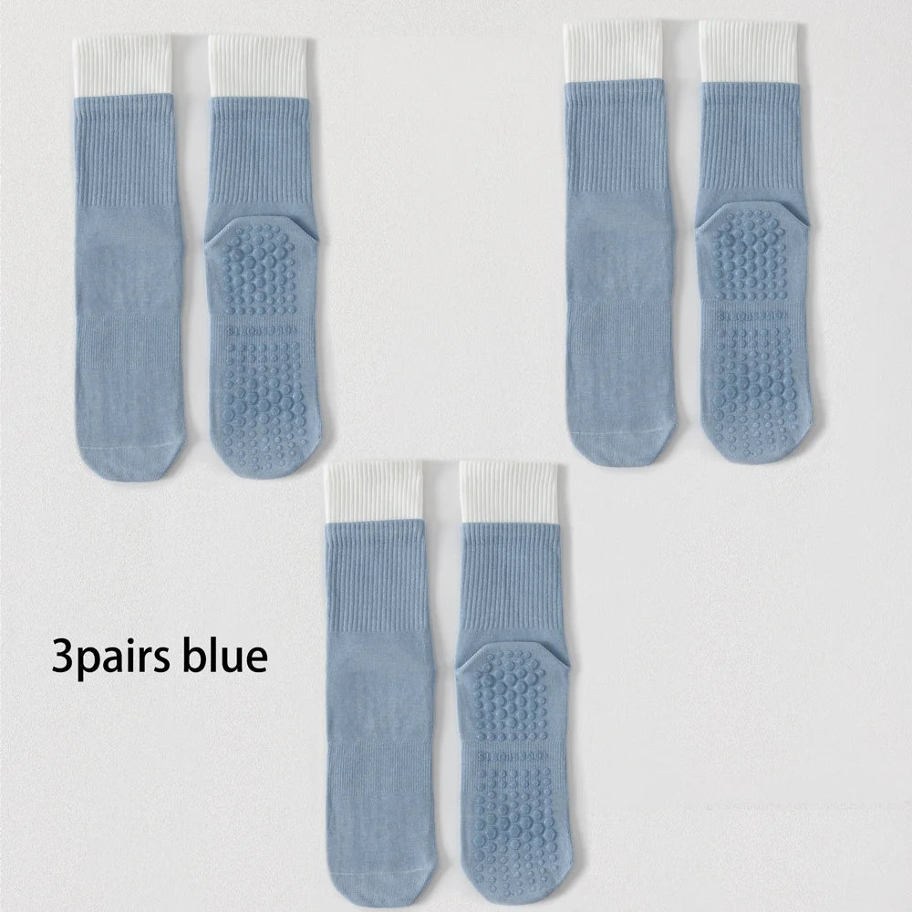 3 Pairs Hot Yoga Ankle Socks Organic Cotton Cushioned