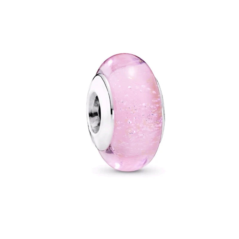 Hot Pink Murano Glass Charm Bead For 925 Bracelet Pendant