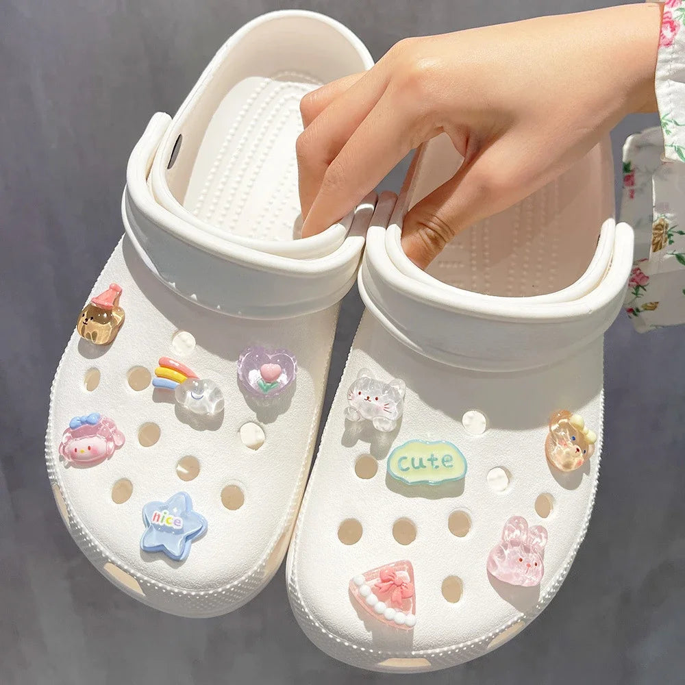 DIY 3D Cute Rainbow Bear Shoe Charms for Clogs Bag Slides and Sandals