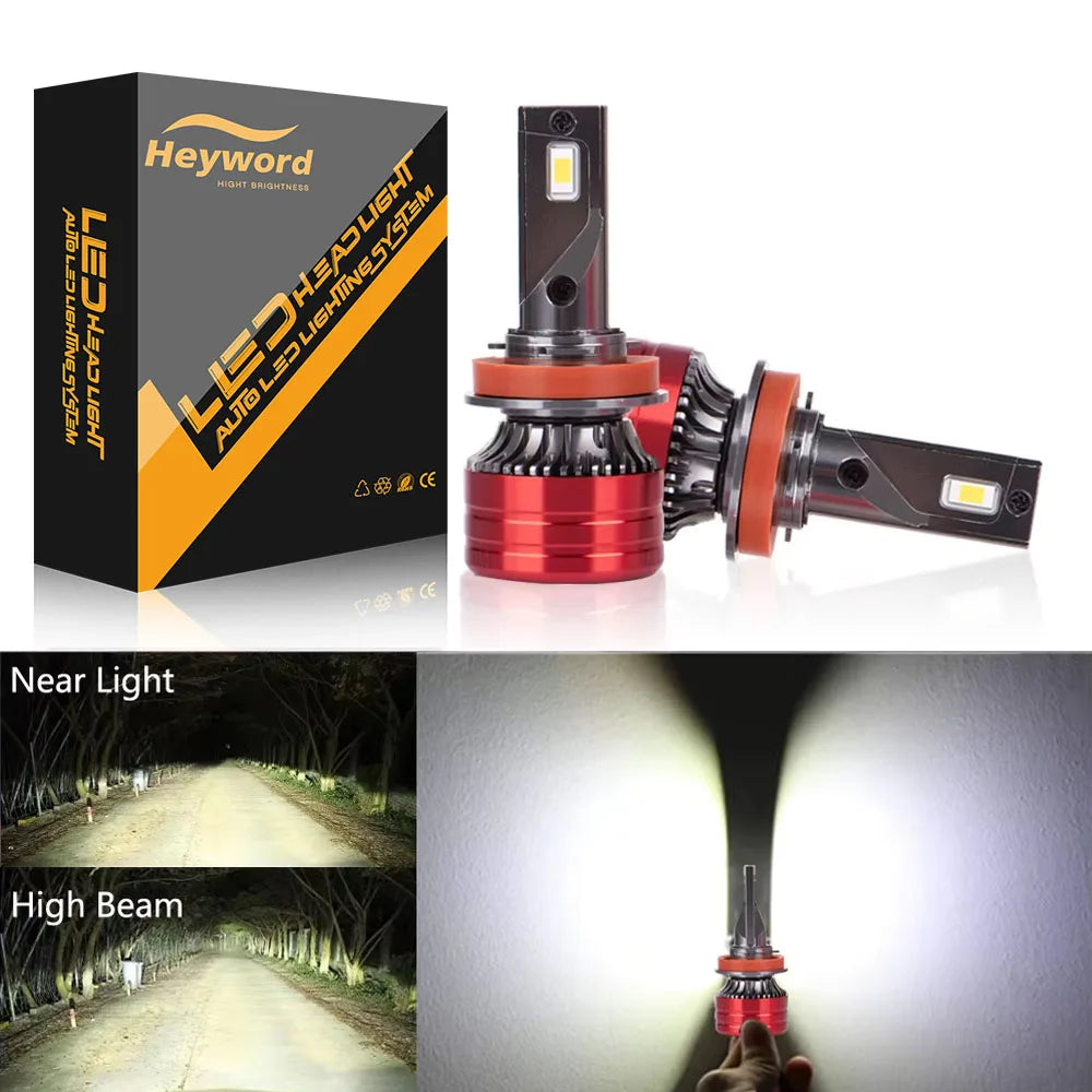 Universal 12V LED Headlight Bulbs 24000LM 6000K Twin Pack