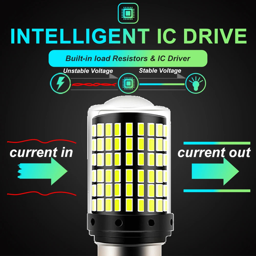 CanBus 144SMD LED Turn Signal Bulbs 1156 T20 2 Pack