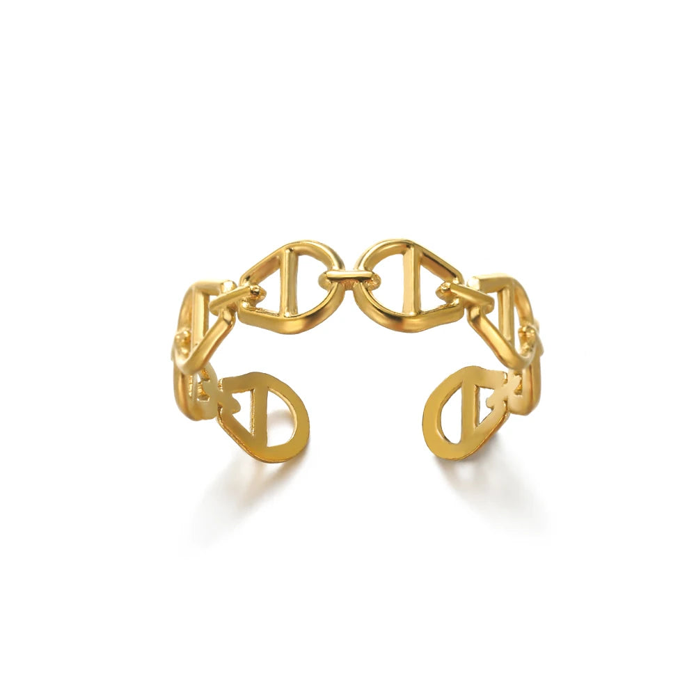 Gold Color 316L Stainless Steel Women's Rings - Fade-Resistant Luxury Wedding Jewelry with Free Shipping
