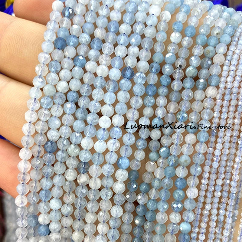 Elegant Faceted Aquamarine Beads for DIY Jewelry Making Bracelet Accessories