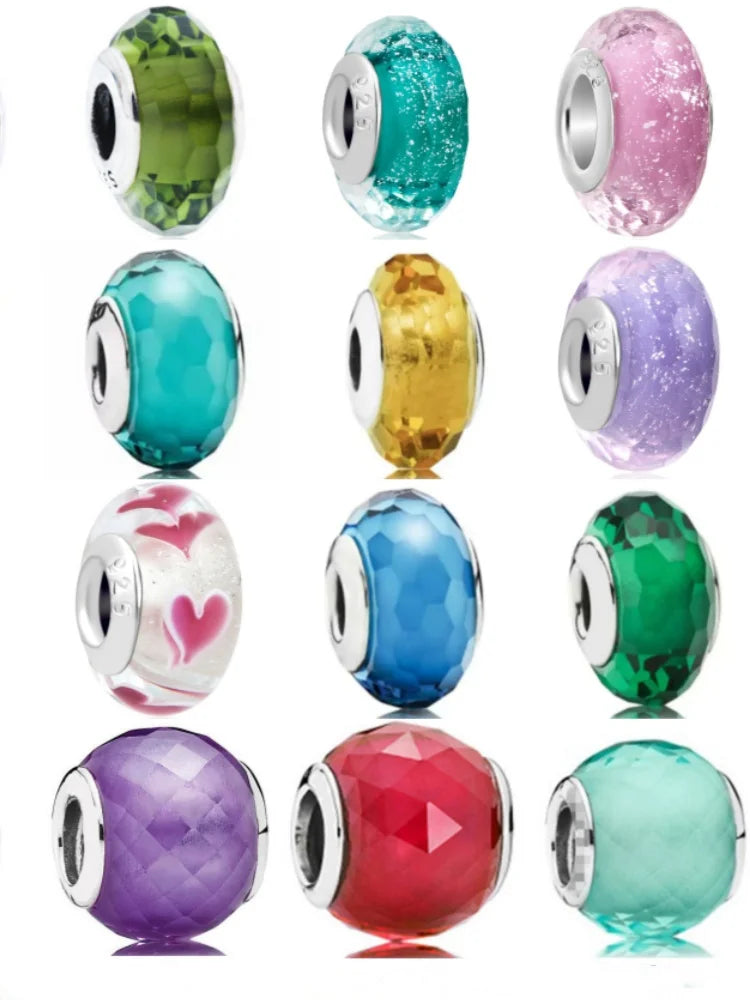2025 Trendy 925 Silver Colorful Glass Beads for European Bracelets DIY Exquisite Jewelry