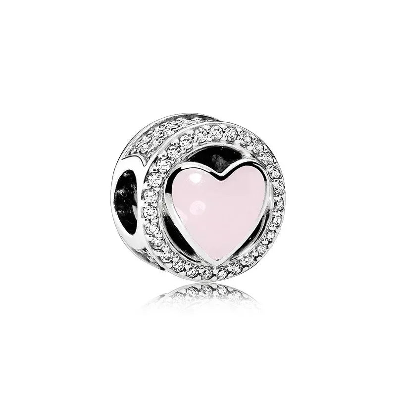 925 Sterling Silver Pink Flower Balloon Coffee Cup Charm Beads for DIY Bracelets Perfect Gift for Women AMC0240