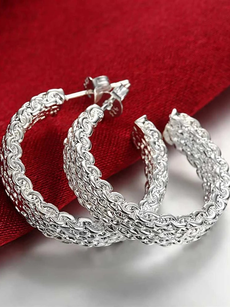 925 Sterling Silver Charm Stud Earrings For Women Party