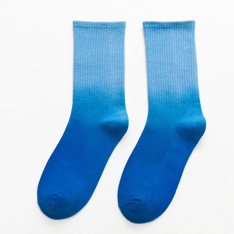 Tie Dye Gradient Mid Calf Crew Socks Unisex Breathable