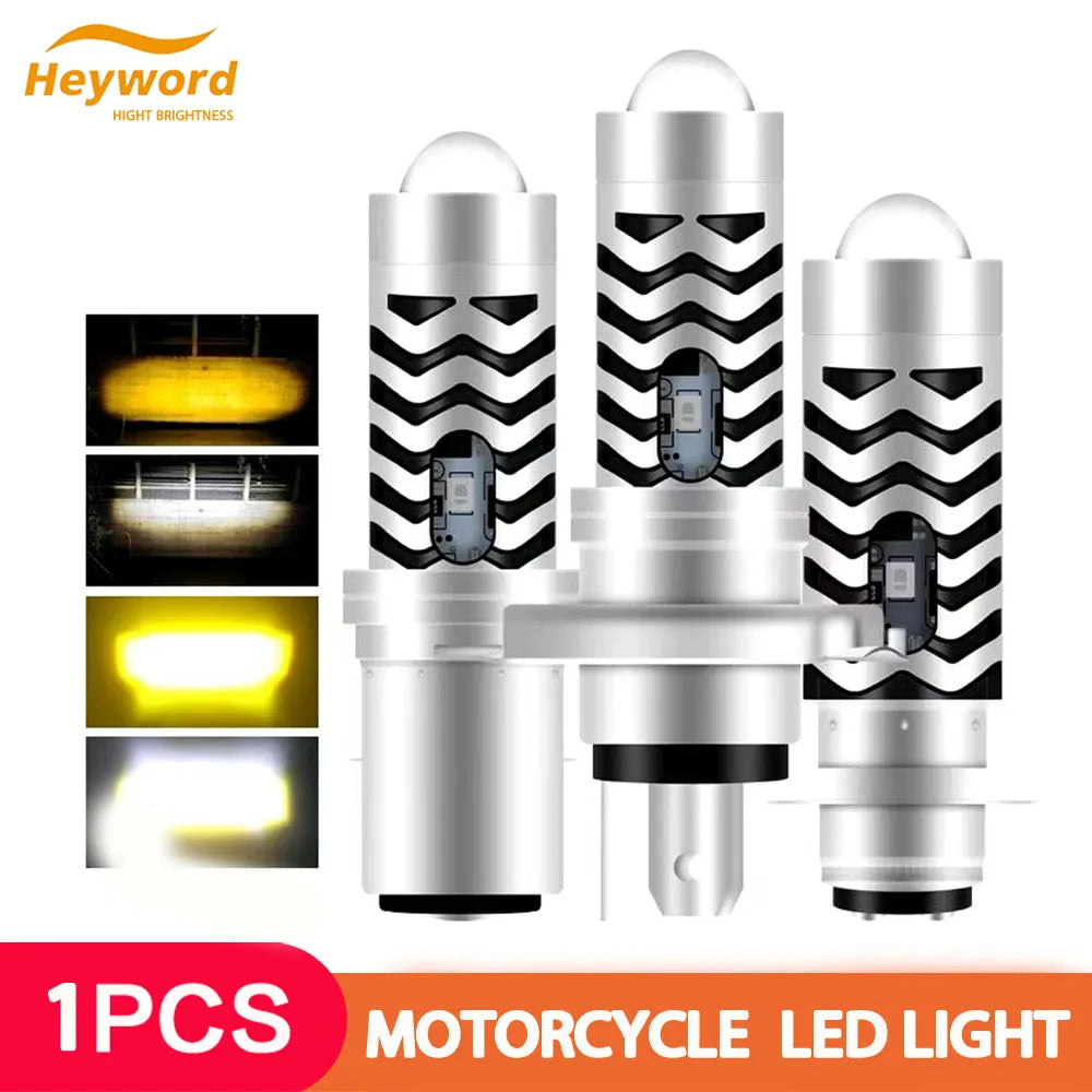 H4 H6 BA20D Dual Color LED Motorcycle Headlight Lamp