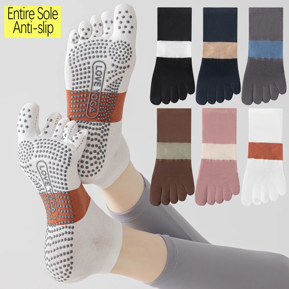 6 Pairs Women's Split Toe Yoga Socks Breathable Grip
