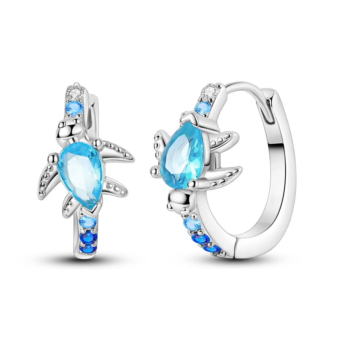 925 Silver Geometric Hoop Earrings for Women with Zircon Moon and Heart Design Fashion Jewelry Gift