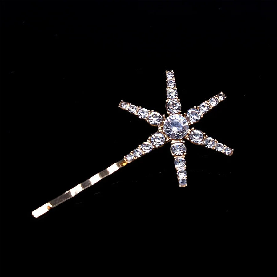 Vintage Moon Star Rhinestone Hairpin for Women Bridal Wedding Accessories