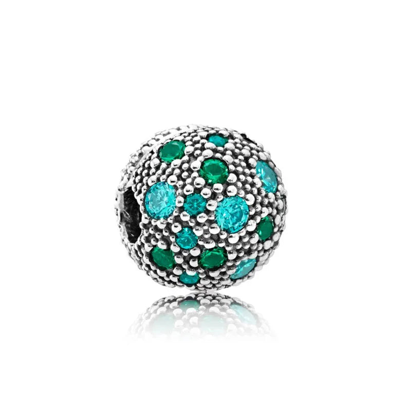 925 Sterling Silver Green Clover Pendant for European Bracelet Charms Women Jewelry B3583