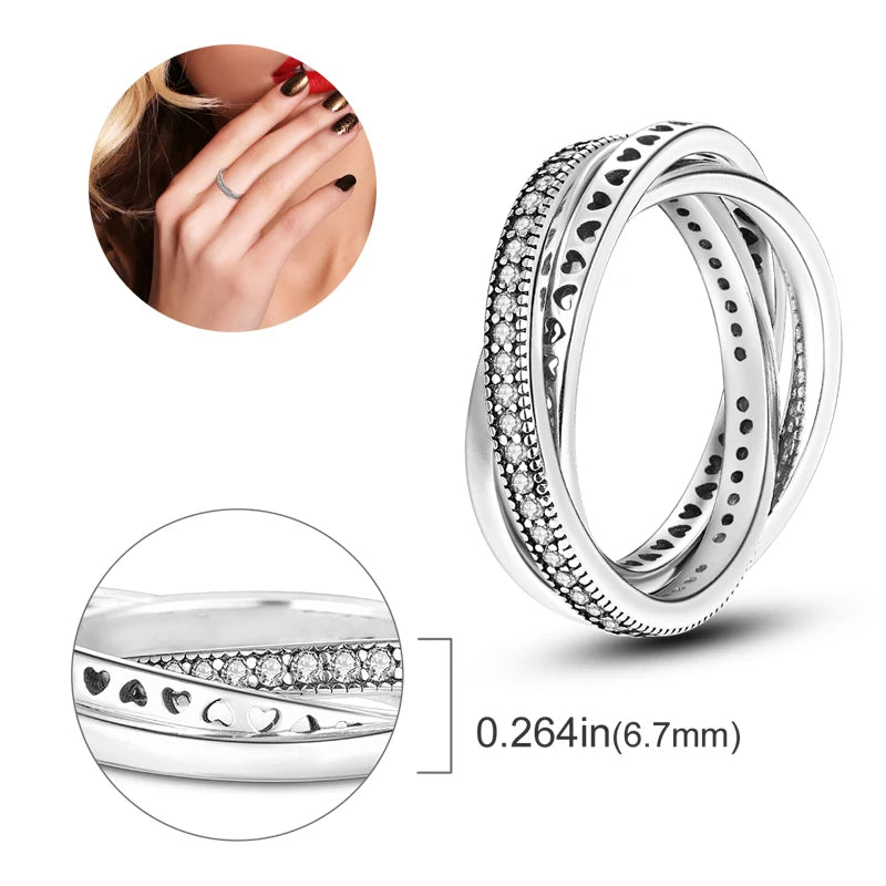 Silver Plated Luxury Stackable Ring for Women with Real Zircon Infinite Flower Daisy Design for Engagement and Wedding Parties APTR070