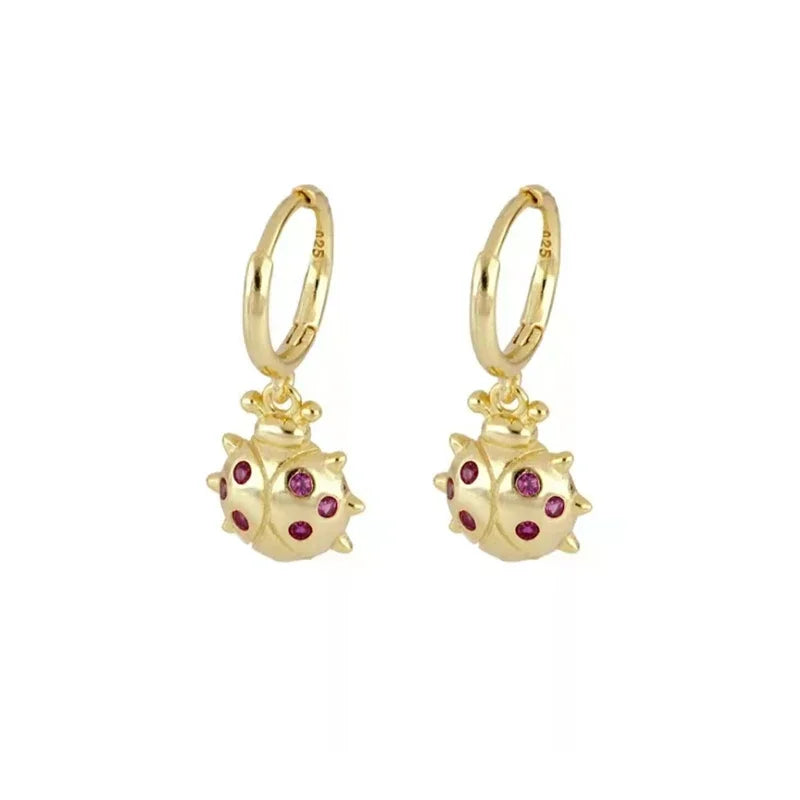 Rose Red Zircon Hoop Earrings for Women Minimalist Dangle Party Jewelry Trend 2025