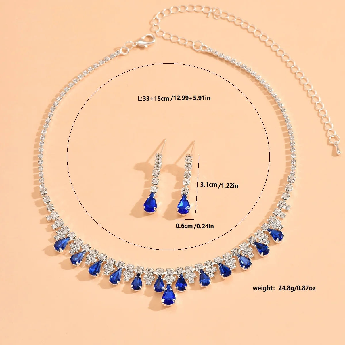 Elegant Women's Crystal Jewelry Set Necklace and Earrings for Wedding and Party