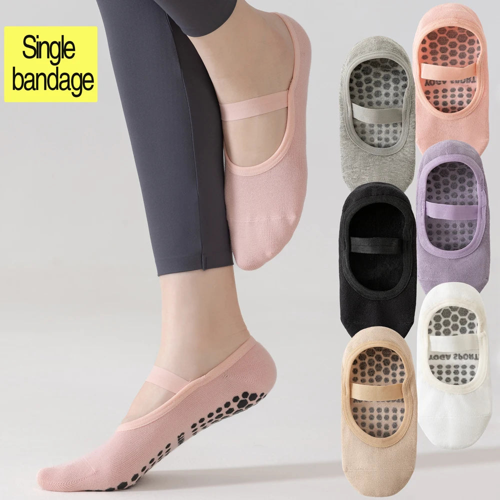 3 Pairs Womens No Show One Band Anti Slip Yoga Socks