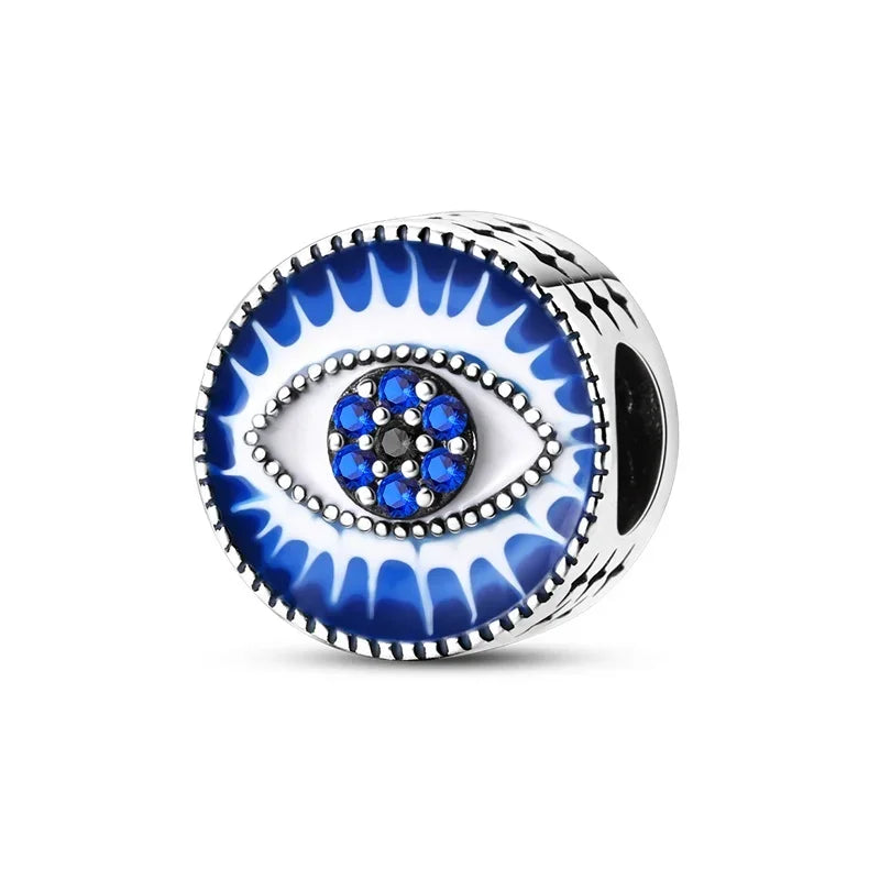 925 Sterling Silver Blue Evil Eye Jewelry Set With Zircon Charms Pendant Ring Earrings For Bracelet Necklace Gift