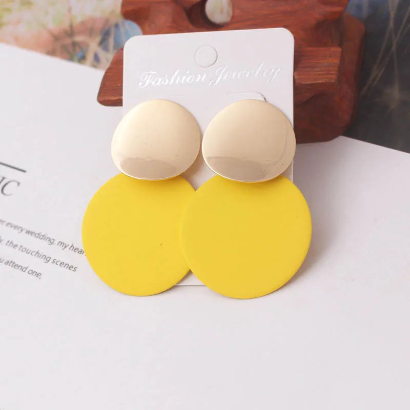Elegant Double-Layer Round Pendant Drop Earrings for Women - European Fashion Zinc Alloy Dangles