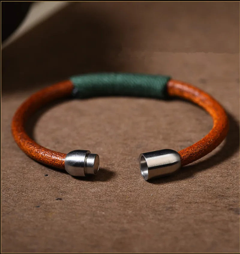 Tibetan Style Handwoven Leather Rope Bracelet for Couples
