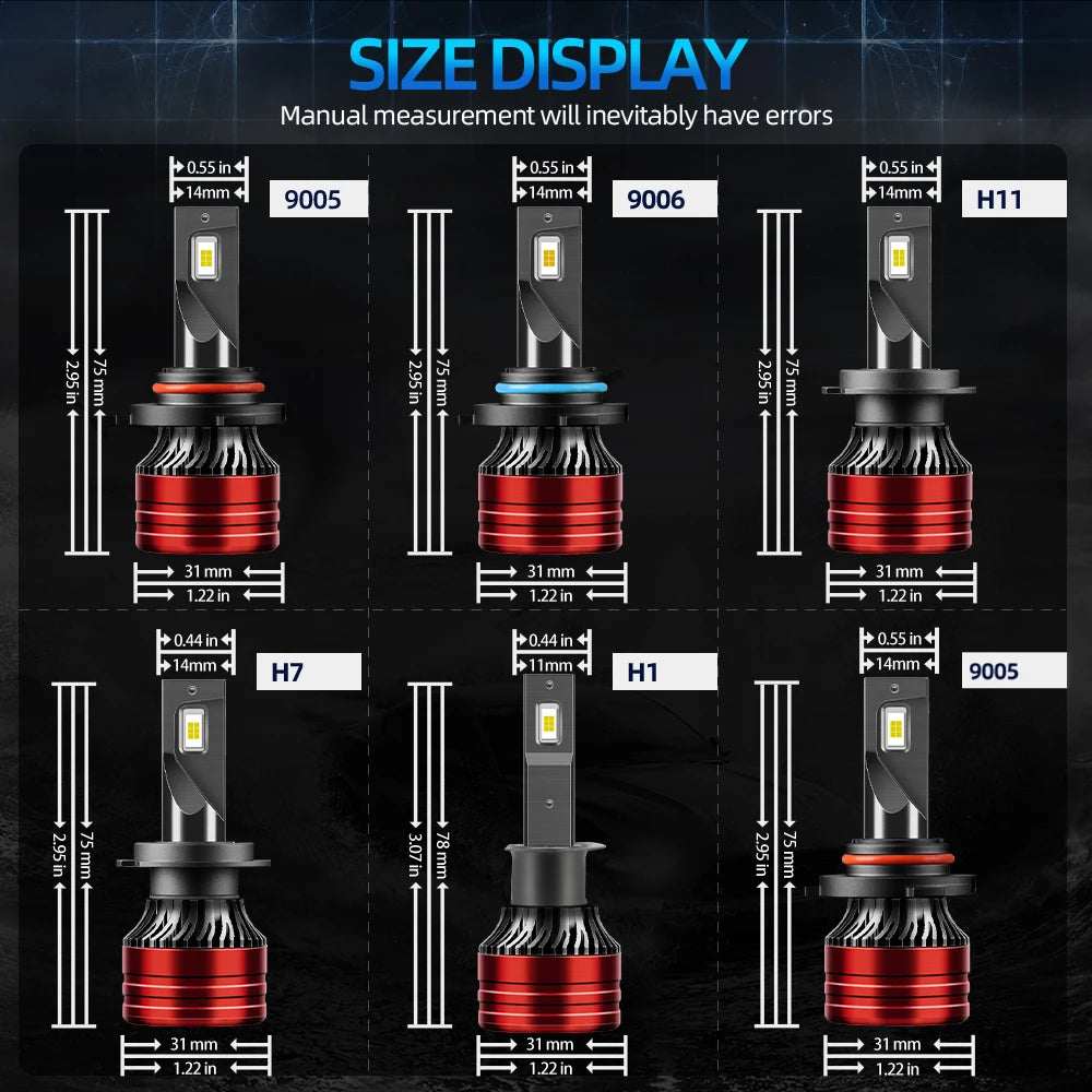 Ultra-Bright 600000 Lumens H4 H1 H11 LED Headlight Bulbs 6500K Turbo 7535 CSP for All Cars