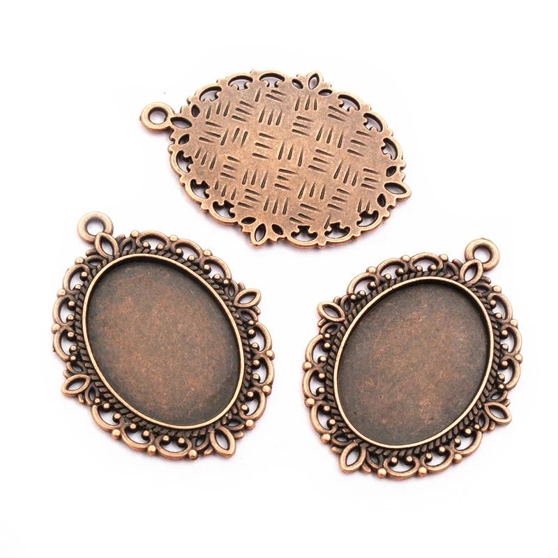 Antique Finish Cameo Cabochon Bracelet Setting Trays in Gold Silver Bronze and Rhodium 10 Pack