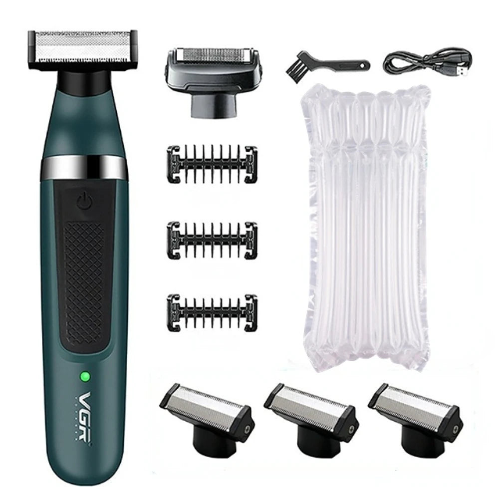 VGR Razor Professional Shaving Machine Electric Shaver Waterproof Beard Trimmer Razor 2 In 1 Hair Trimmer Shaver for Men V-393 with box add 2 head