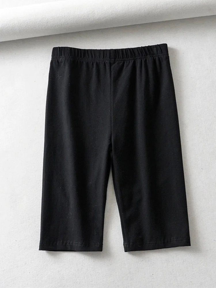 Sexy Women Cotton High Waisted Knee Length Bike Shorts