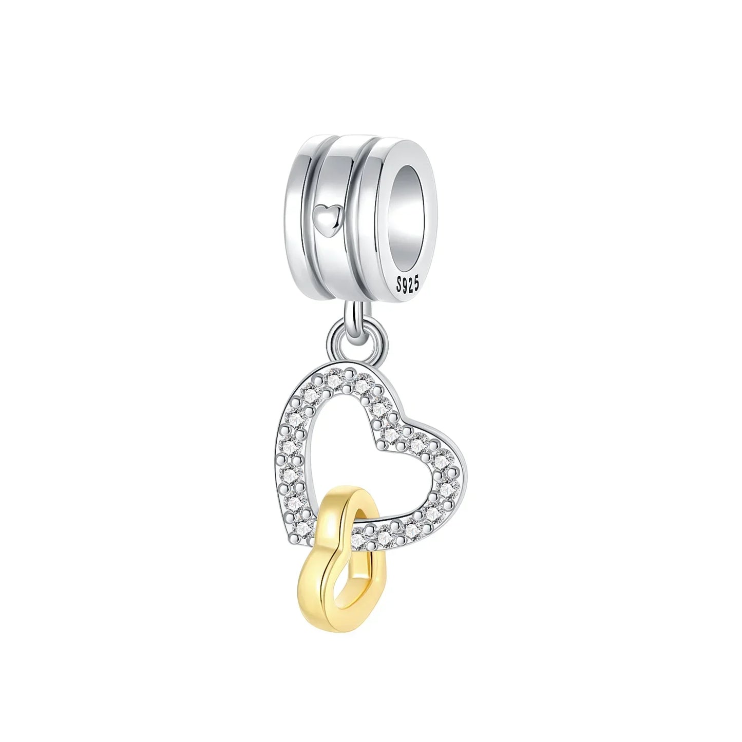 Sparkling Birthstone Heart Charm 925 Sterling Silver Pendant Bead for Mom DIY Jewelry Gift