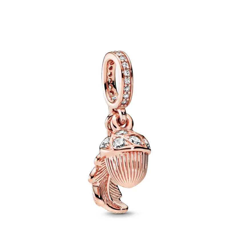 Rose Gold Butterfly Lock Key Charms Beads for DIY Jewelry Making F441