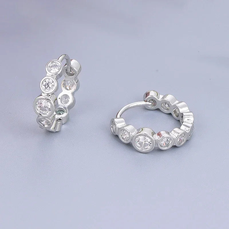 Crmya Gold-Color Cubic Zirconia Hoop Earrings Set for Women Fashion Jewelry 2023