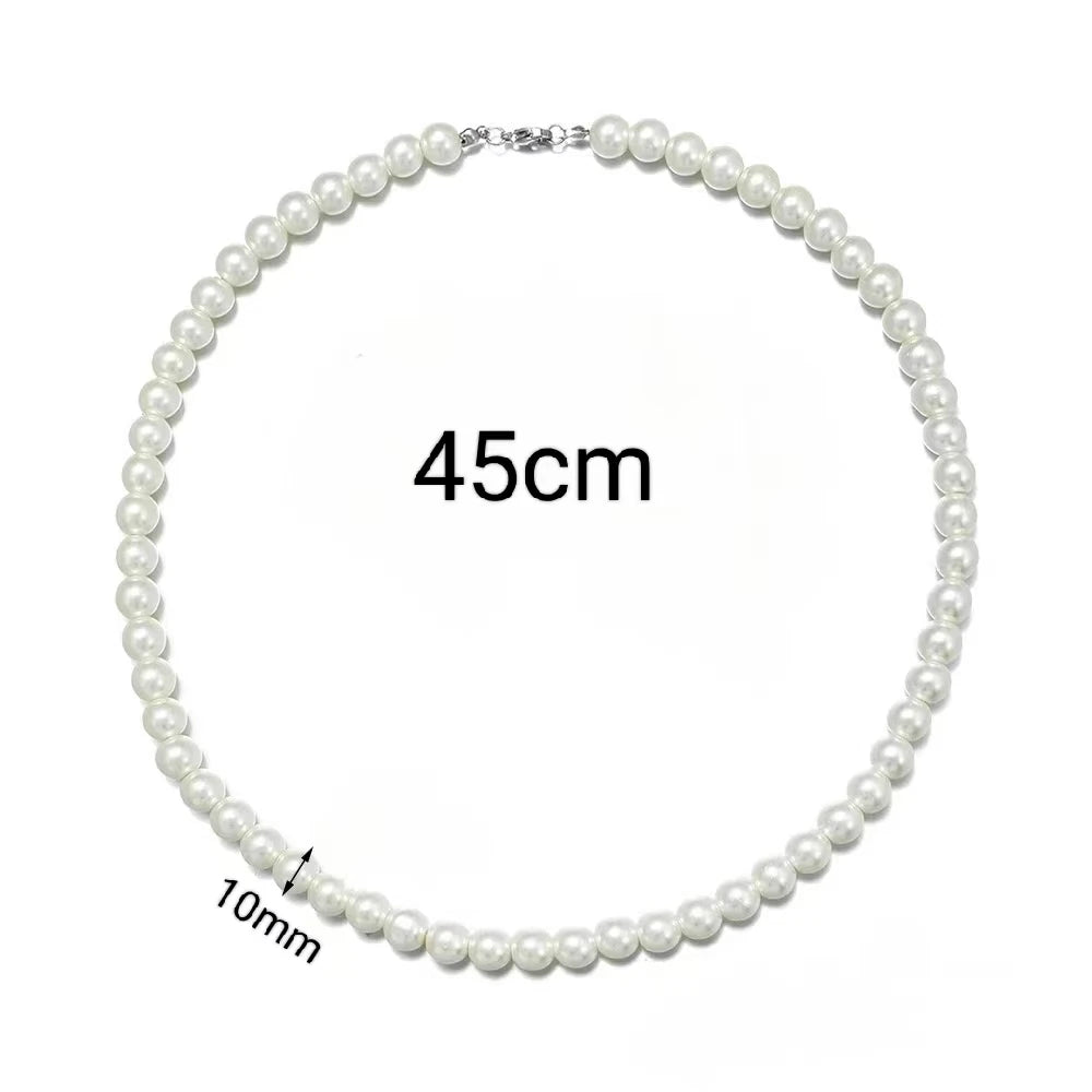 Elegant Unisex Pearl Necklace Handmade Bead Strand for Weddings and Banquets 2024 Trend