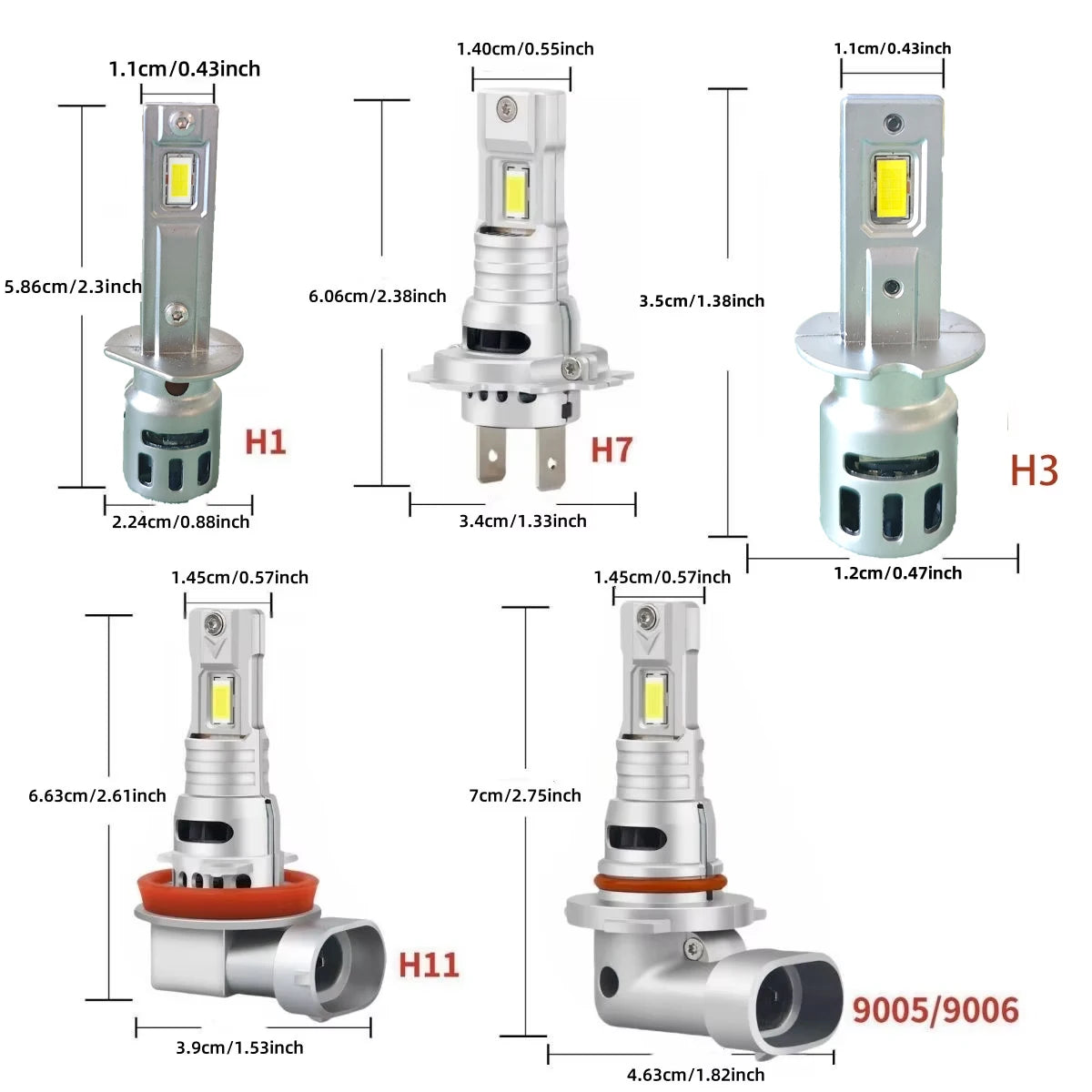 Heyword H7 Mini LED Headlight Bulb 60W 20000LM 6500K