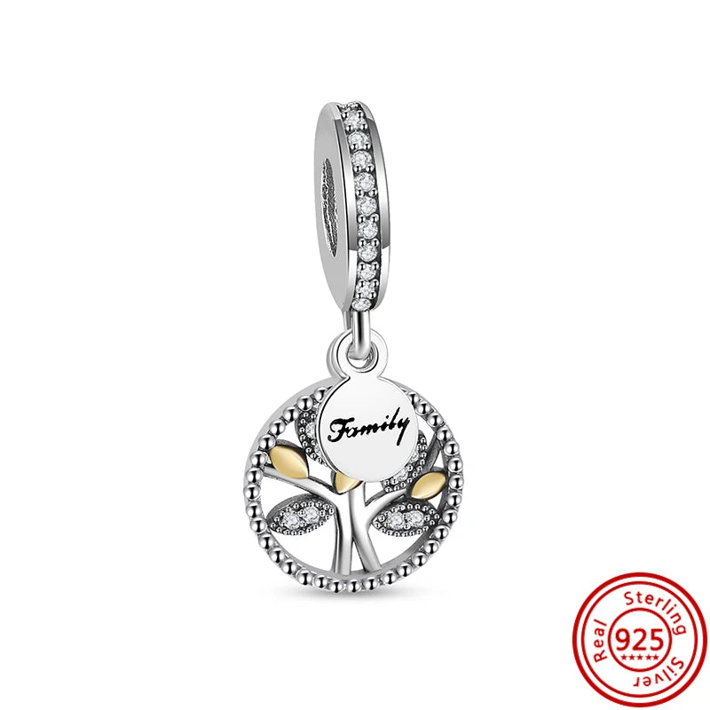 925 Silver Lucky Crown Butterfly Heart Family Tree Beads