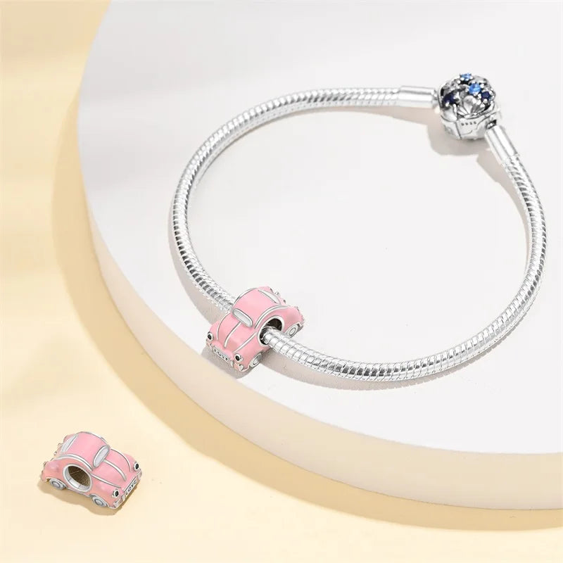 Sterling Silver Sports Car Motorcycle Charm Beads for DIY Jewelry Making