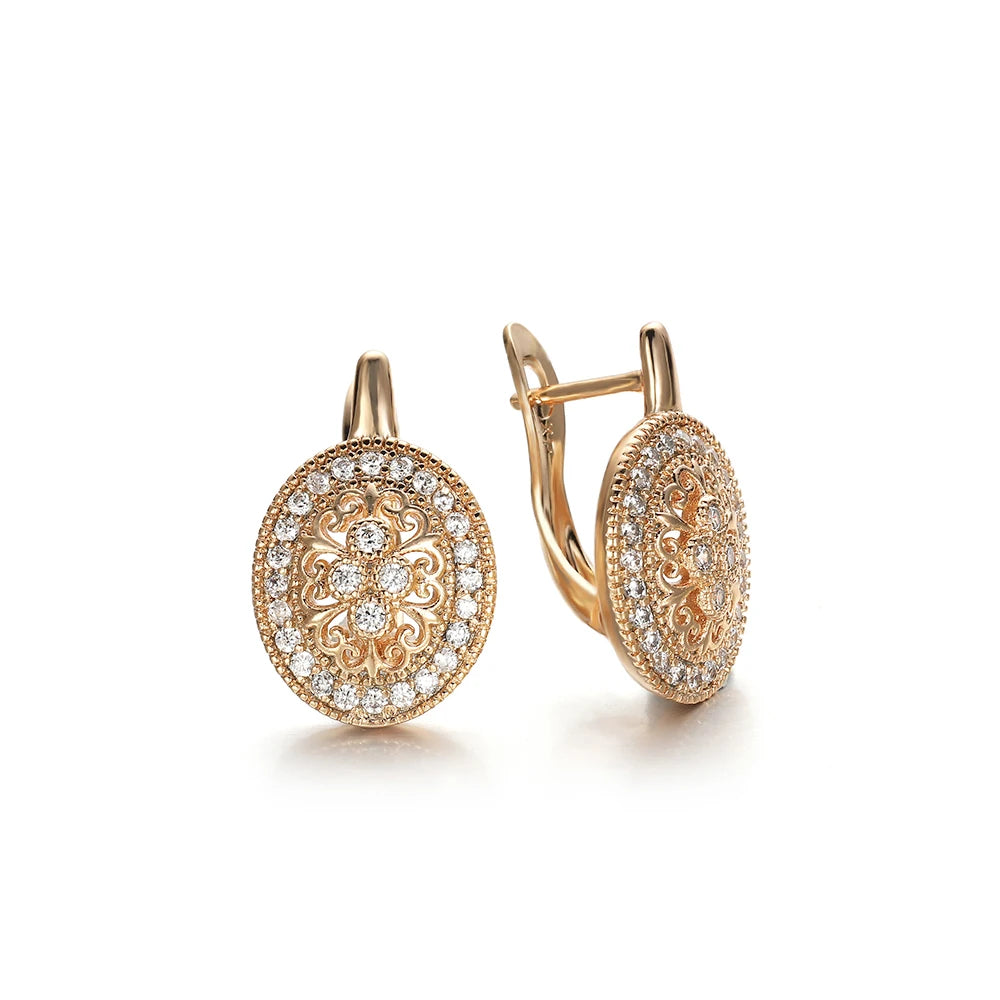 Dckazz Rose Gold Crystal Pendant Intertwined Drop Earrings for Women Christmas Gift