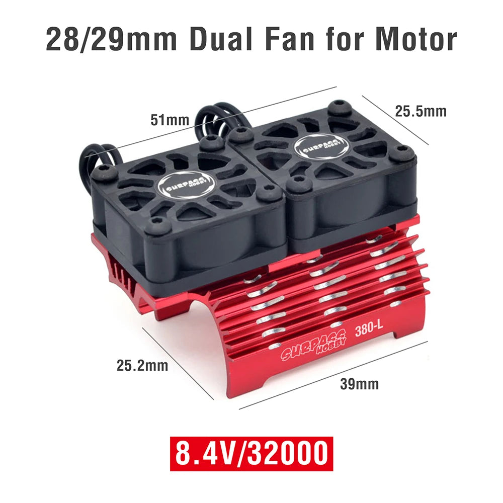 SURPASS HOBBY RC Motor Fan Cooling Heatsink for 380 390 540 550 36mm Dual Fan Orange