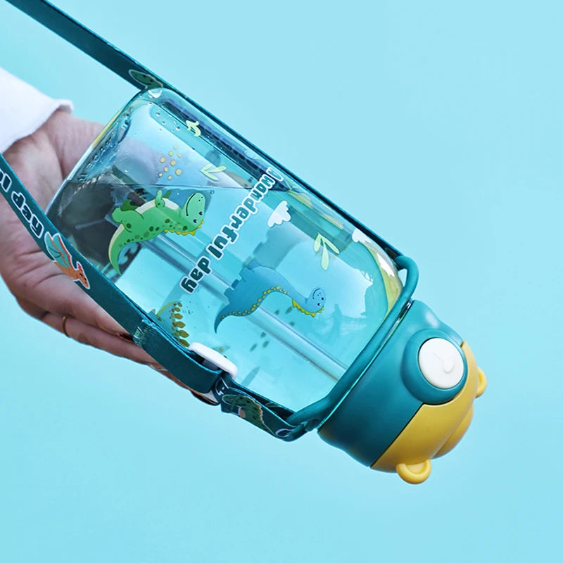 Kids Water Bottle With Straw And Handle Portable Reusable