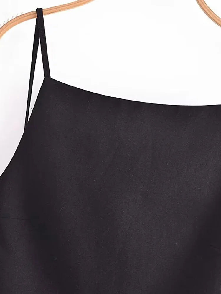 Backless Tank Top Women Straight Neck Thin Straps Camisole
