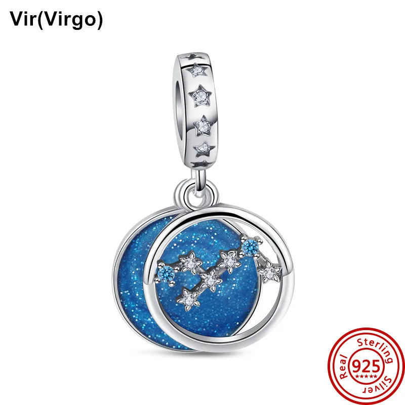 Fit Original Pantaro 925 Silver Zodiac Charm Bracelet with Colorful Zircon Beads N456