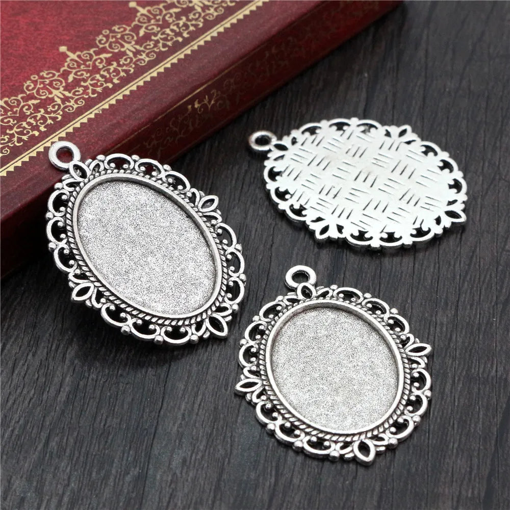 Antique Finish Cameo Cabochon Bracelet Setting Trays in Gold Silver Bronze and Rhodium 10 Pack