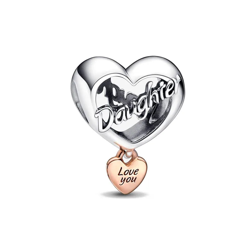 European 925 Silver Mother Daughter Charms Family Tree Jewelry Bead for Bracelets and Necklaces